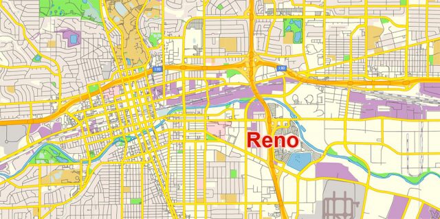 Reno Nevada US Map Vector Free Editable Layered Adobe Illustrator + PDF ...