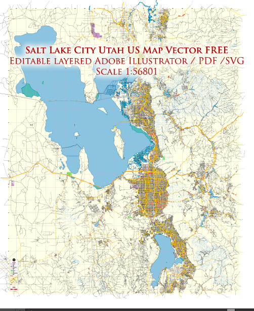 Salt Lake City Utah US Map Vector Free Editable Layered Adobe Illustrator + PDF + SVG