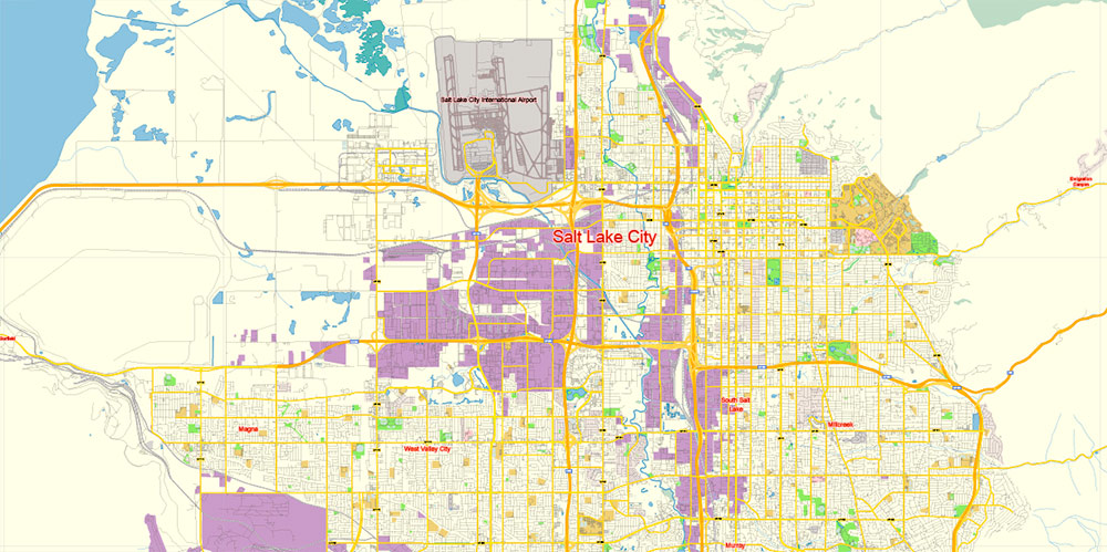 Salt Lake City Utah US Map Vector Free Editable Layered Adobe Illustrator + PDF + SVG