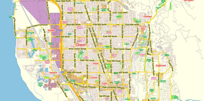 Salt Lake City Utah US Map Vector Exact City Plan Low Detailed Street Map editable Adobe Illustrator in layers