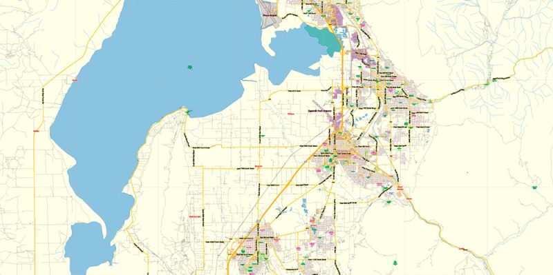 Salt Lake City Utah US Map Vector Exact City Plan Low Detailed Street Map editable Adobe Illustrator in layers