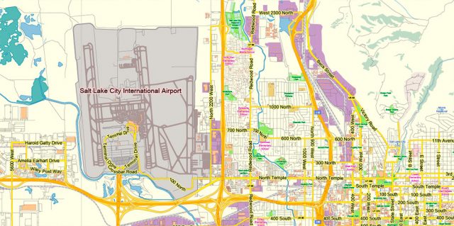 Salt Lake City Utah US PDF Map Vector Exact City Plan Low Detailed ...