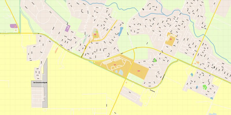 San Antonio West 78253 Texas US Map Vector Exact City Plan High Detailed Street Map editable Adobe Illustrator in layers