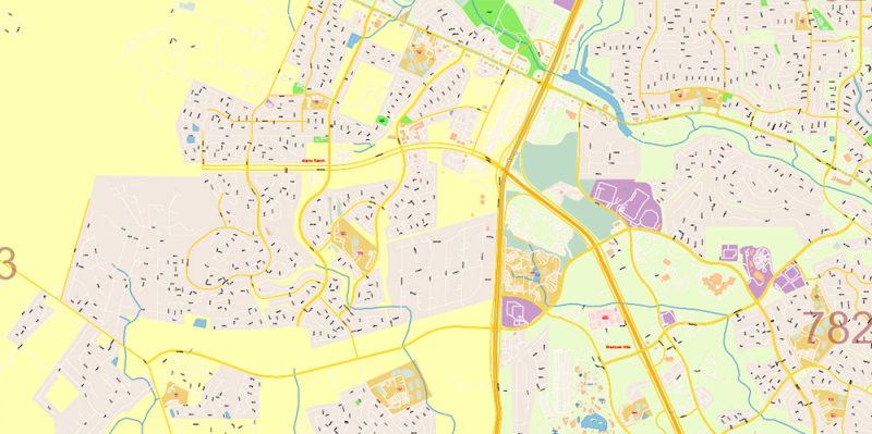 San Antonio West 78253 Texas US Map Vector Exact City Plan High Detailed Street Map editable Adobe Illustrator in layers