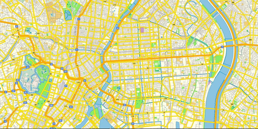 Tokyo Japan Map Vector Free Editable Layered Adobe Illustrator + PDF + SVG