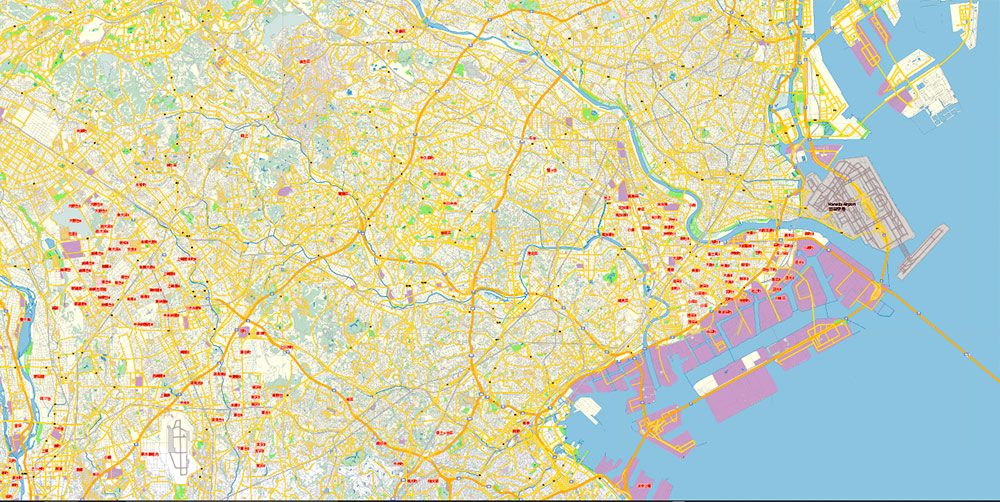 Tokyo Japan Map Vector Free Editable Layered Adobe Illustrator + PDF + SVG