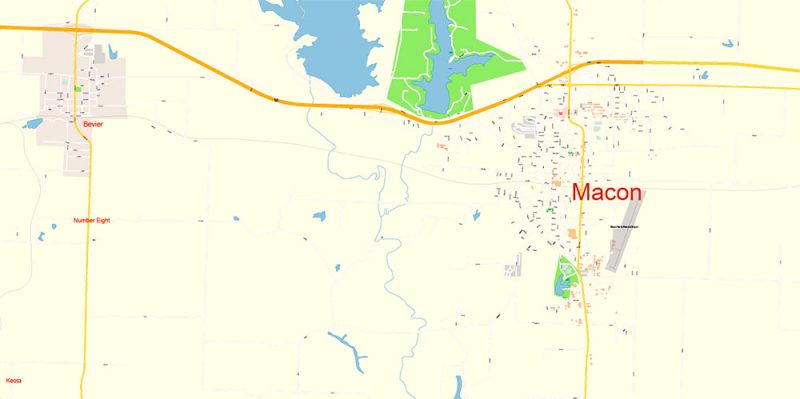 Macon Missouri US Map Vector High Detailed editable Adobe Illustrator in layers