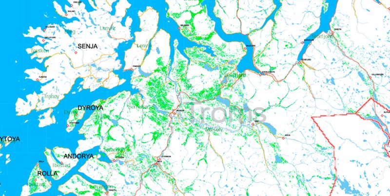 Norway Map Vector Extra High Detailed (all roads) + Relief + Admin Areas editable Adobe Illustrator in layers (2 parts NS)