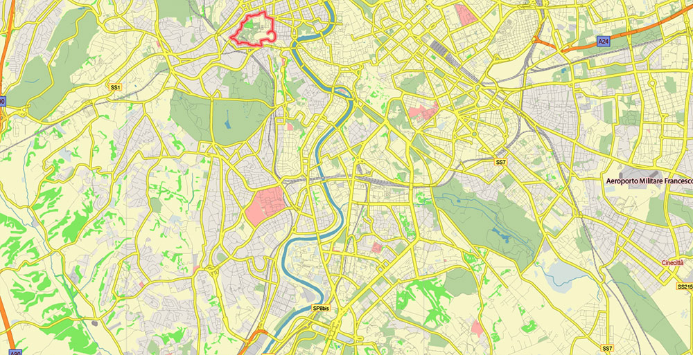 Roma Rome Italy Map Vector Free Editable Layered Adobe Illustrator + PDF + SVG