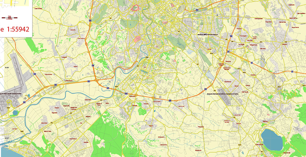 Roma Rome Italy Map Vector Free Editable Layered Adobe Illustrator + PDF + SVG