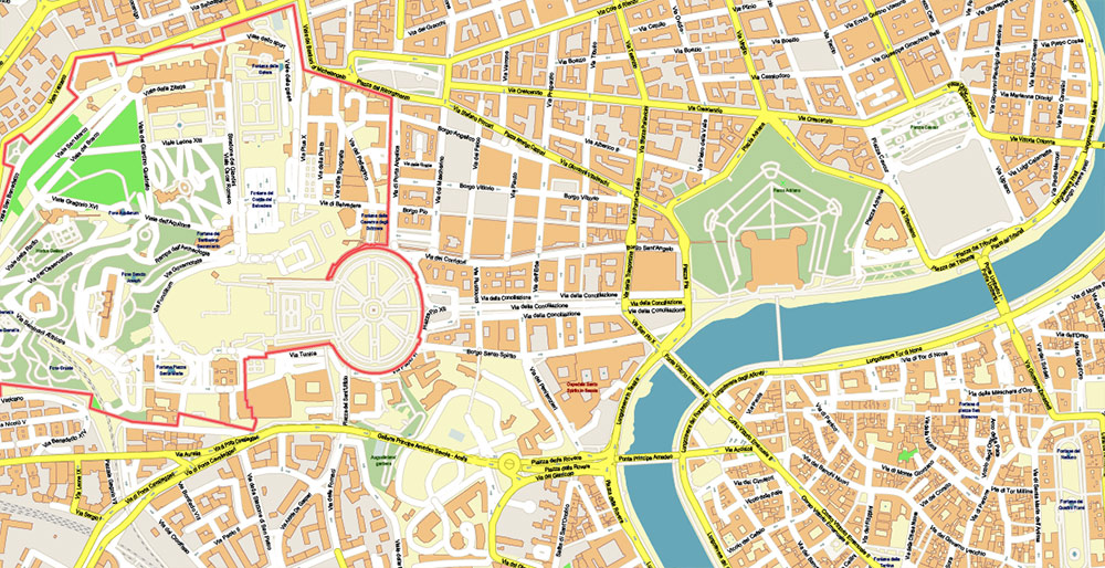 Roma Rome Italy PDF Map Vector Exact City Plan High Detailed Street Map editable Adobe PDF in layers