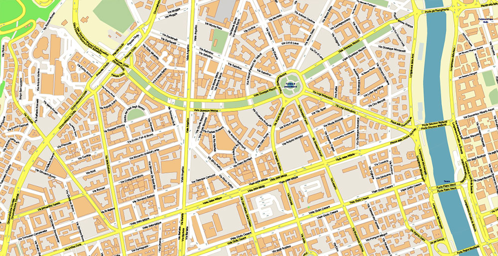 Roma Rome Italy PDF Map Vector Exact City Plan High Detailed Street Map editable Adobe PDF in layers