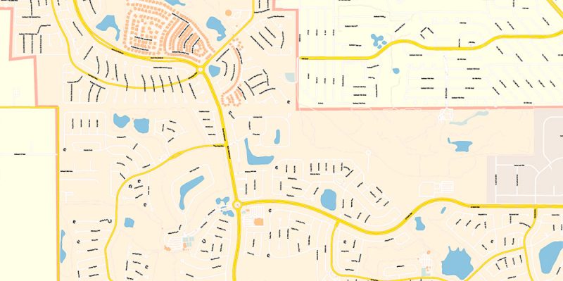 The Villages Florida US Map Vector Exact City Plan High Detailed Street Map editable Adobe Illustrator in layers