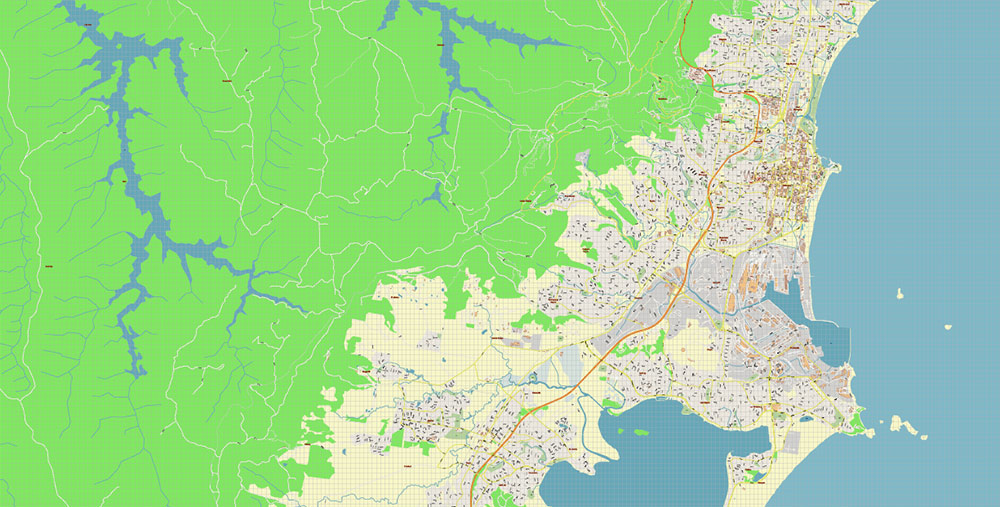 Wollongong Australia PDF Map Vector Exact City Plan High Detailed Street Map editable Adobe PDF in layers