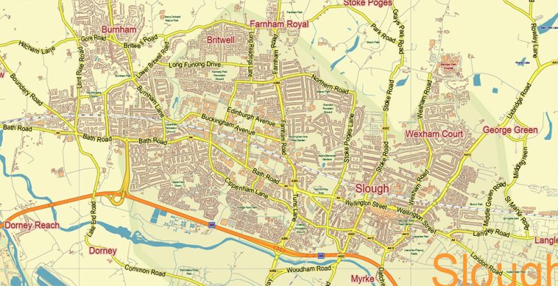 Buckinghamshire UK Map Vector Exact County Plan LOW Detailed (for small print size) Street Map + Admin editable Adobe Illustrator in layers