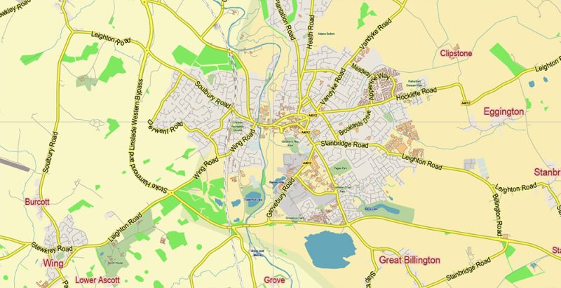 Buckinghamshire UK Map Vector Exact County Plan LOW Detailed (for small print size) Street Map + Admin editable Adobe Illustrator in layers
