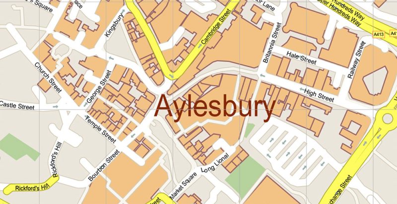 Buckinghamshire UK Map Vector Exact County Plan High Detailed Street Map + Admin editable Adobe Illustrator in layers
