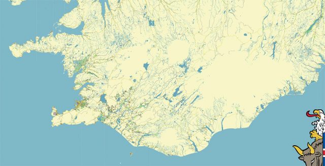 Iceland full country PDF Vector Map Accurate Road Plan High Detailed ...
