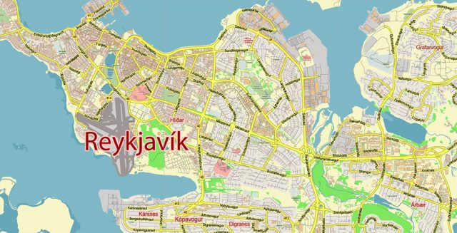 Iceland full country Map Vector Accurate Road Plan High Detailed Street ...