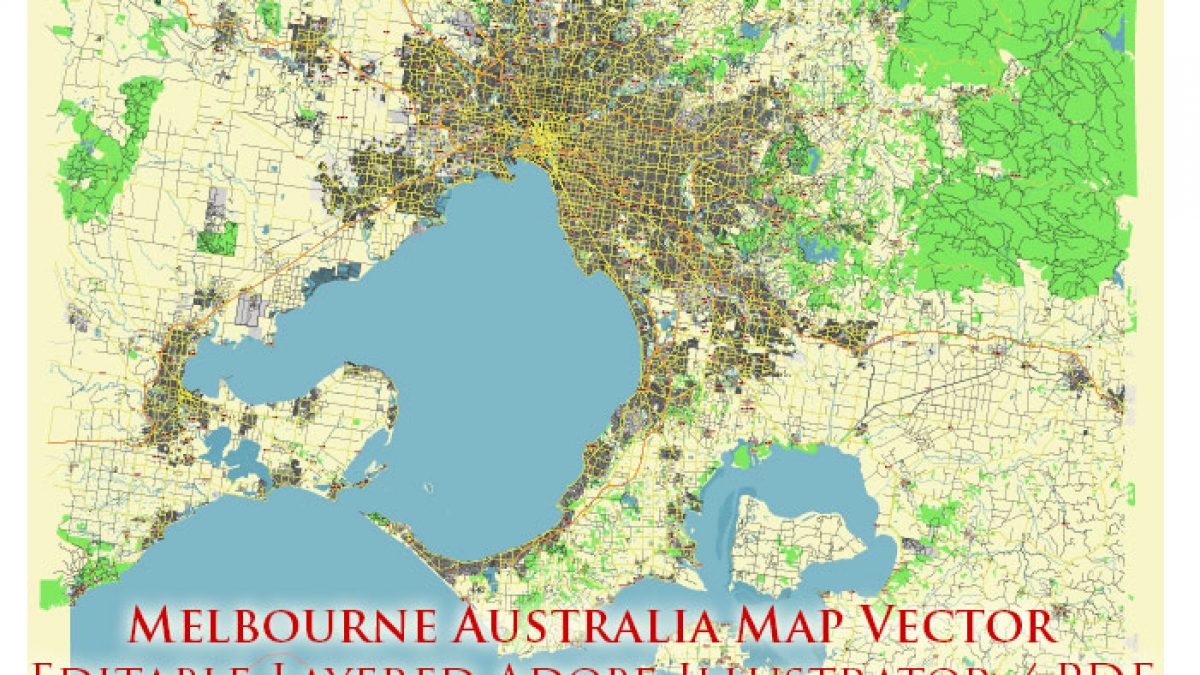 Download Melbourne Australia Vector Map Free Editable Layered Adobe Illustrator Pdf Svg