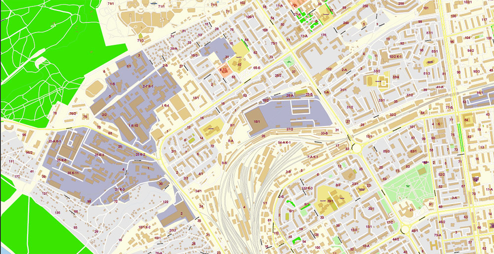 Новосибирск Россия ПДФ Векторная Карта Подробная с номерами домов в слоях Adobe PDF