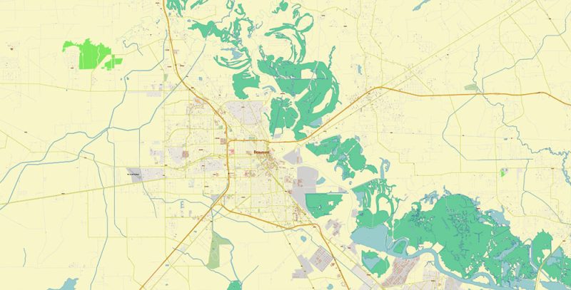 Port Arthur Texas US Map Vector Exact City Plan High Detailed Street Map editable Adobe Illustrator in layers