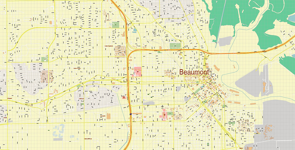 Port Arthur Texas US PDF Vector Map Exact City Plan High Detailed Street Map editable Adobe PDF in layers