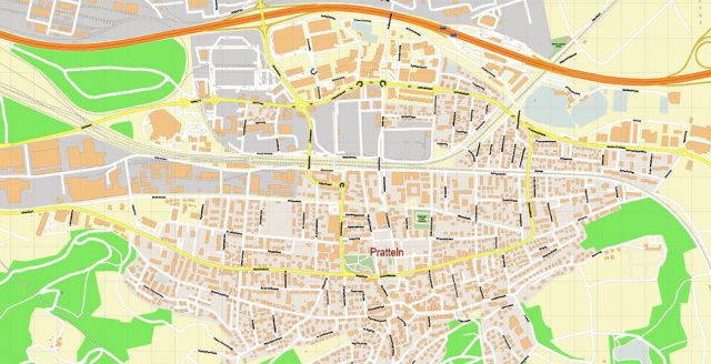 Basel Switzerland Map Vector Accurate High Detailed City Plan editable ...