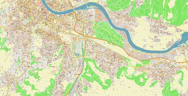 Basel Switzerland Map Vector Accurate High Detailed City Plan editable ...
