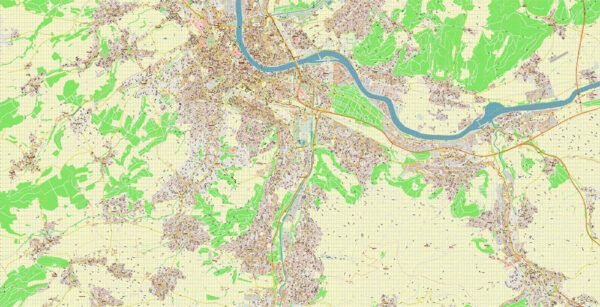 Basel Switzerland PDF Vector Map: Accurate High Detailed City Plan ...