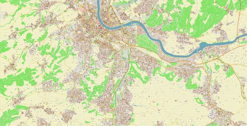 Basel Switzerland Map Vector Accurate High Detailed City Plan editable Adobe Illustrator Street Map in layers