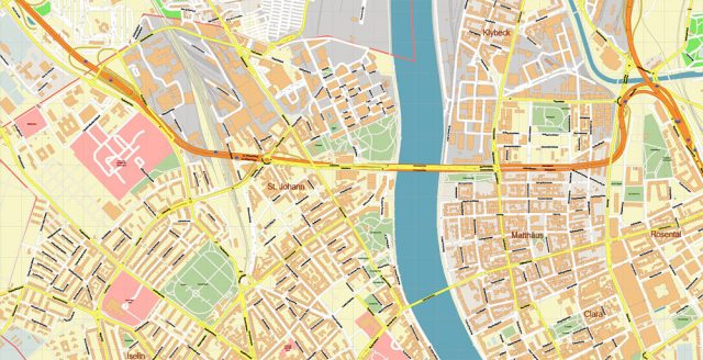 Basel Switzerland PDF Vector Map: Accurate High Detailed City Plan ...