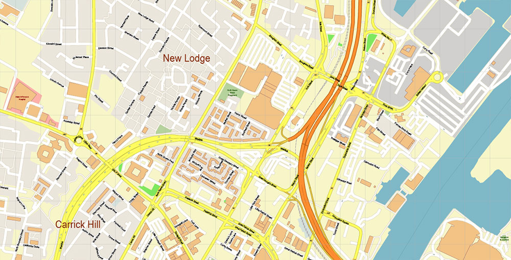 Belfast Northern Ireland UK PDF Vector Map Exact City Plan High Detailed Street Map Adobe PDF in layers