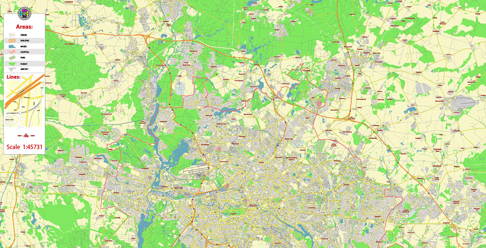 Berlin Germany Vector Map Free Editable Layered Adobe Illustrator + PDF + SVG