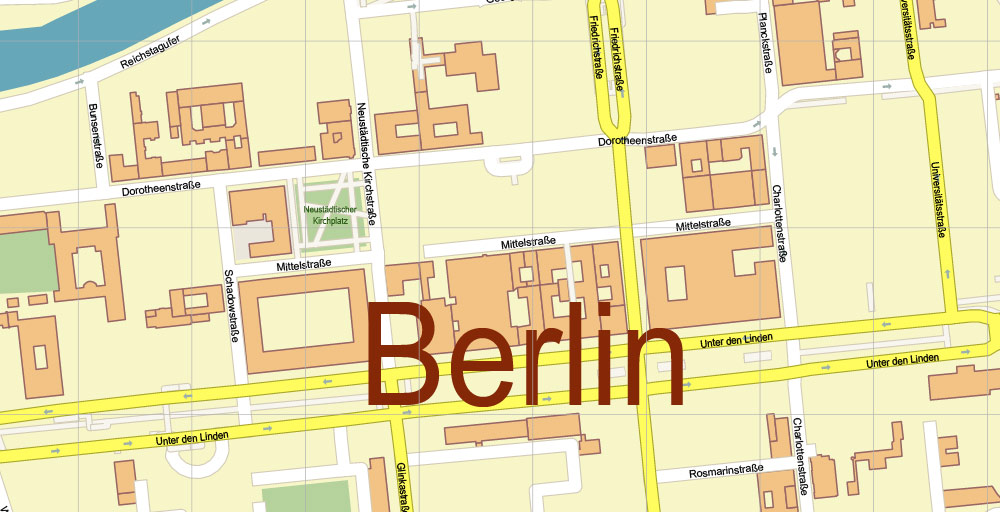 Berlin Germany PDF Vector Map Accurate High Detailed City Plan editable Adobe PDF Street Map in layers