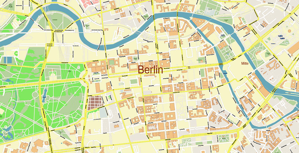 Berlin Germany PDF Vector Map Accurate High Detailed City Plan editable Adobe PDF Street Map in layers