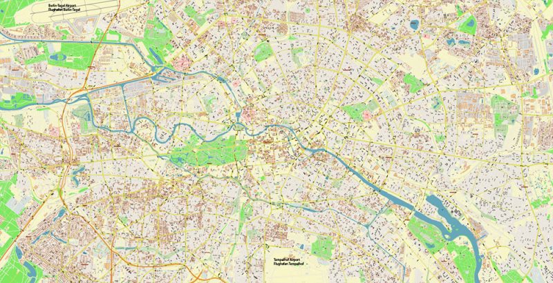Berlin Germany Map Vector Accurate High Detailed City Plan editable Adobe Illustrator Street Map in layers