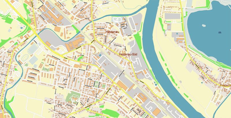 Dresden Germany Map Vector Accurate High Detailed City Plan editable Adobe Illustrator Street Map in layers