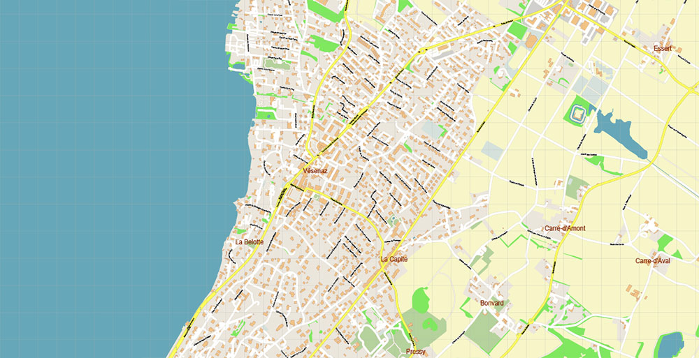 Geneva Genève Switzerland Map Vector Accurate High Detailed City Plan editable Adobe Illustrator Street Map in layers
