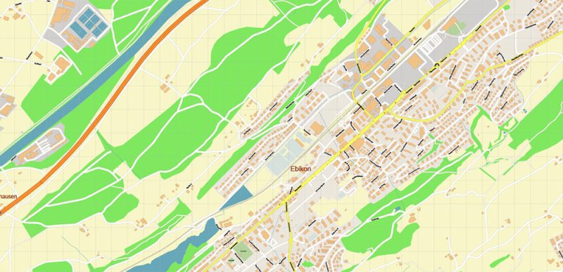 Luzern Lucerne Switzerland Map Vector Accurate High Detailed City Plan editable Adobe Illustrator Street Map in layers