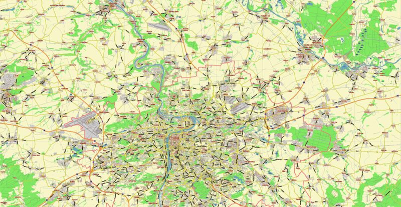Prague Praha Czech Republic Map Vector City Plan Low Detailed (for small print size) Street Map editable Adobe Illustrator in layers