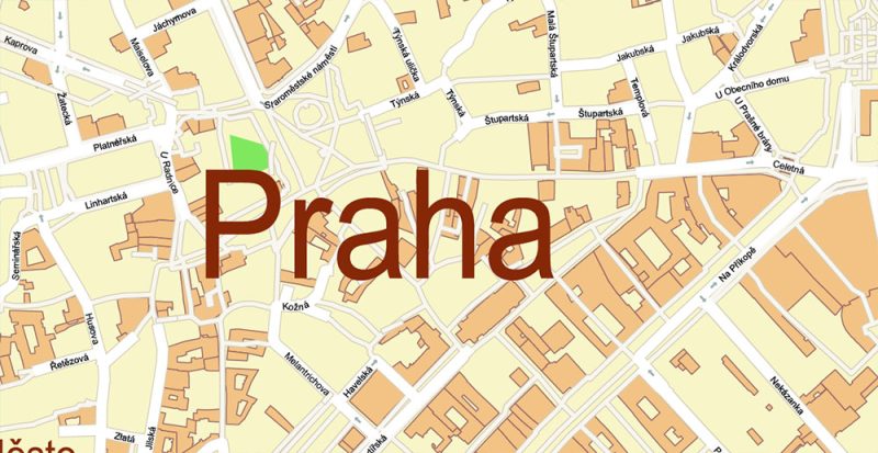 Prague Praha Czech Republic Map Vector Accurate High Detailed City Plan editable Adobe Illustrator Street Map in layers
