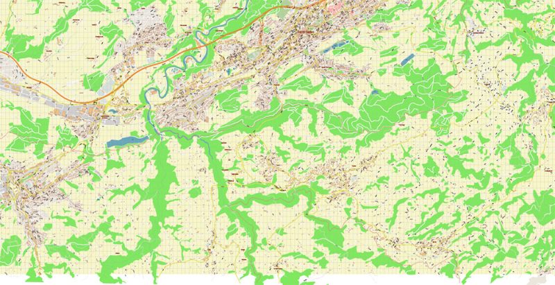 St. Gallen Switzerland Map Vector Accurate High Detailed City Plan editable Adobe Illustrator Street Map in layers
