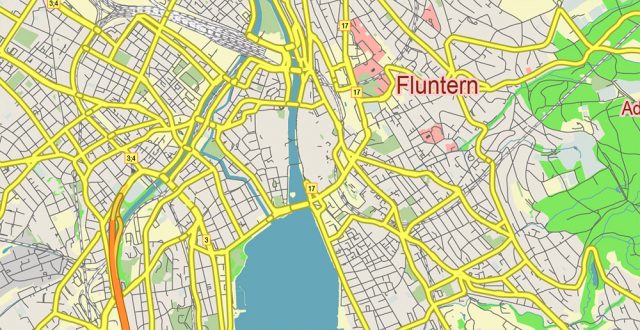 Zurich Switzerland Vector Map Free Editable Layered Adobe Illustrator ...