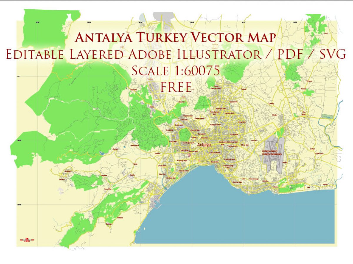 Download Antalya Turkey Vector Map Free Editable Layered Adobe Illustrator Pdf Svg