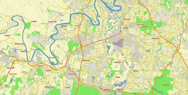 Brisbane Vector Map Brisbane Australia Vector Map Free Editable Layered Adobe Illustrator ...