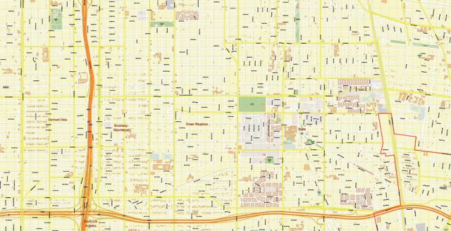 Lynwood California US PDF Vector Map: Accurate High Detailed City Plan 
