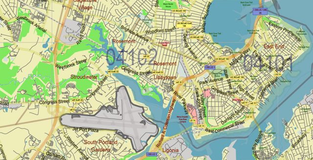 Maine Full State US Vector Map: Full Extra High Detailed (all roads