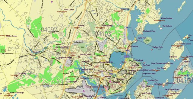 Maine Full State US Vector Map: Full Extra High Detailed (all roads