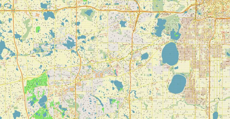 Minneapolis + Saint Paul Minnesota US Paul Minnesota US Map Vector Accurate High Detailed City Plan editable Adobe Illustrator Street Map in layers